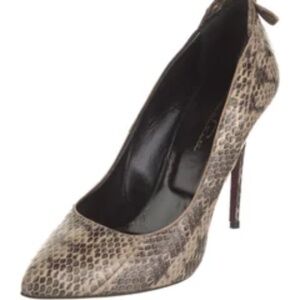 Oscar de la Renta Leather Animal Print Pumps 4.5 Inch Heel